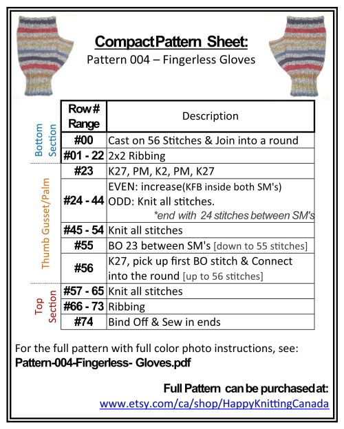 Compact Fingerless Glove Pattern